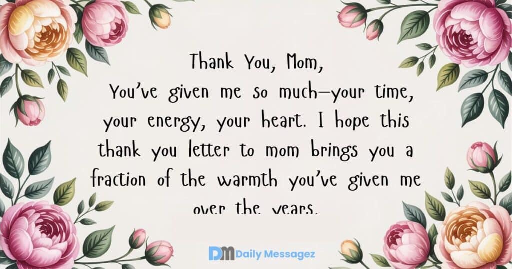 Letter to Mom from Son